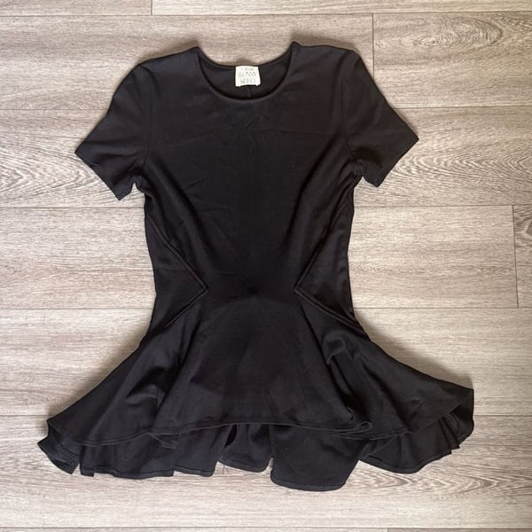 Torn by Ronny Kobo Size S Black Ribbed Cap Sleeve Peplum Top