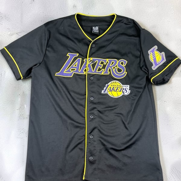 Men’s Ultra Game Los Angeles Lakers Baseball Jersey Size M Black