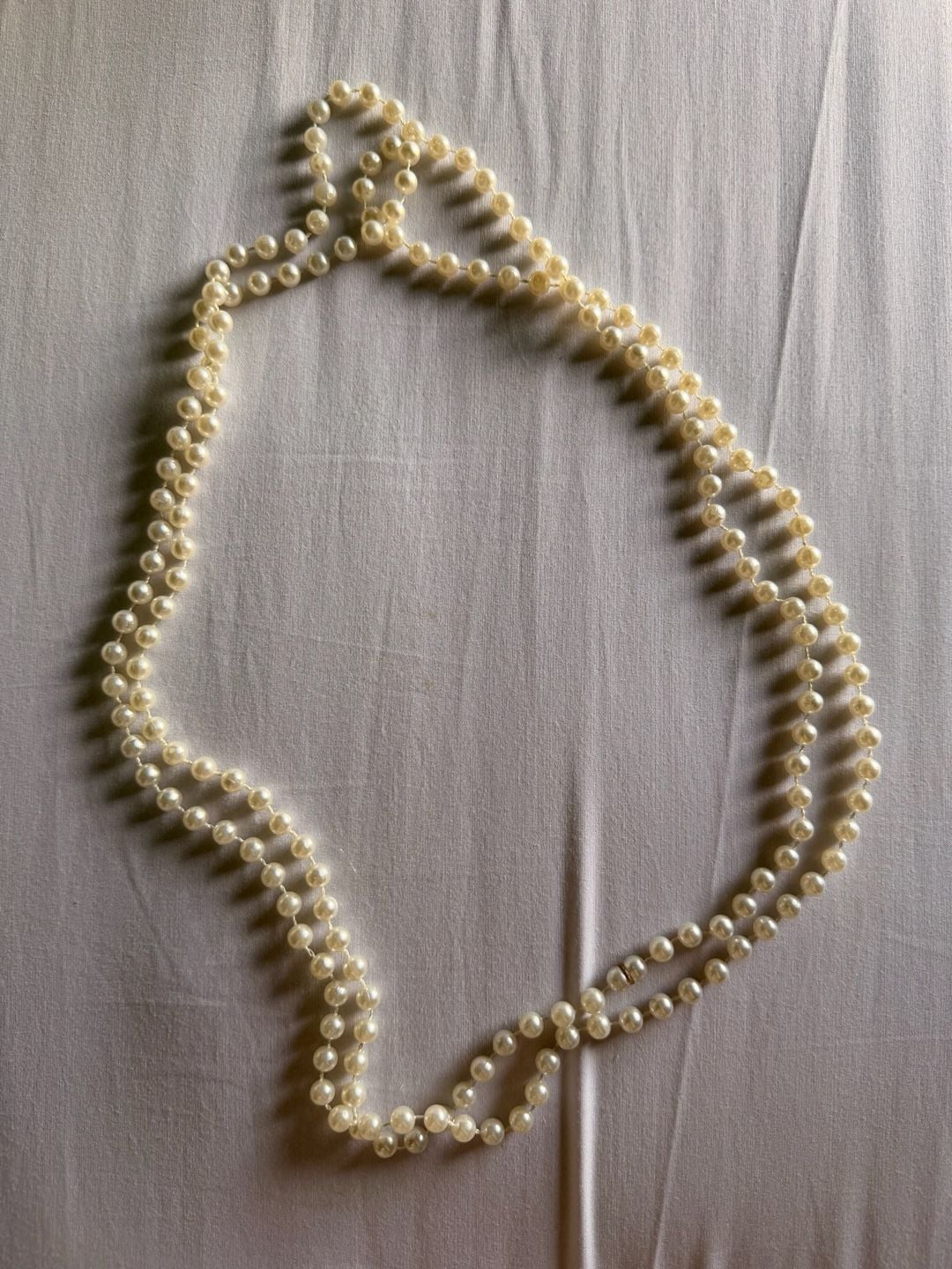 Vintage Long Faux Pearl Necklace Opera Length 2