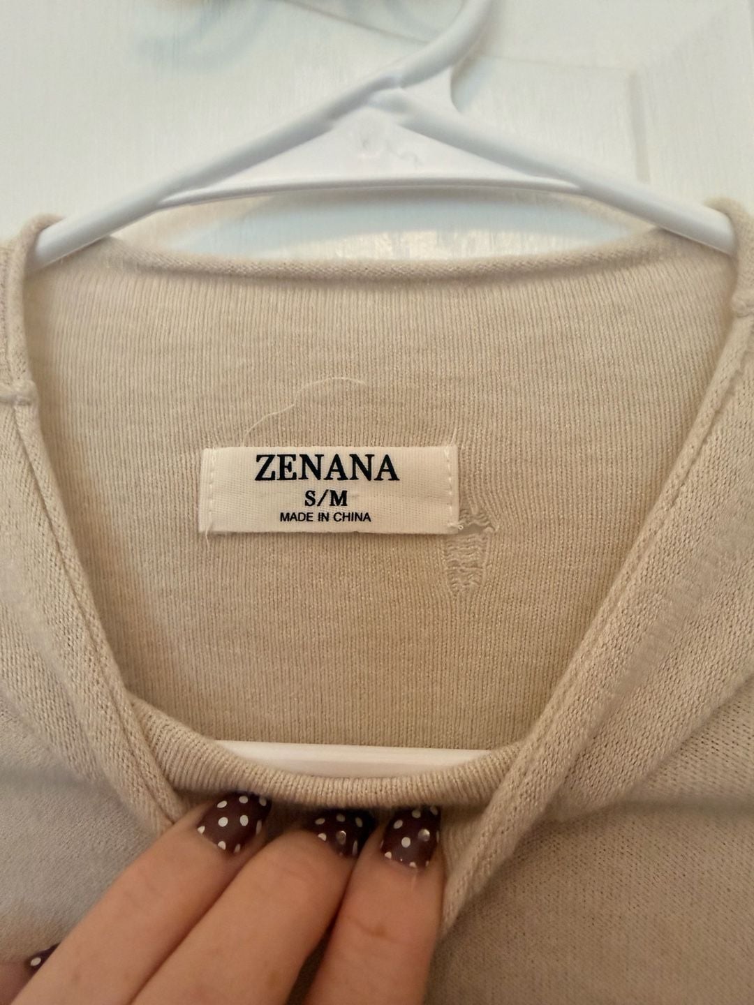 Zenana Mock Neck Sweater Size S/M Beige Crop Pullover 3