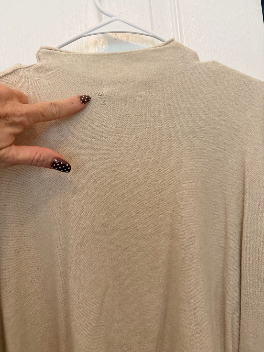 Zenana Mock Neck Sweater Size S/M Beige Crop Pullover 5