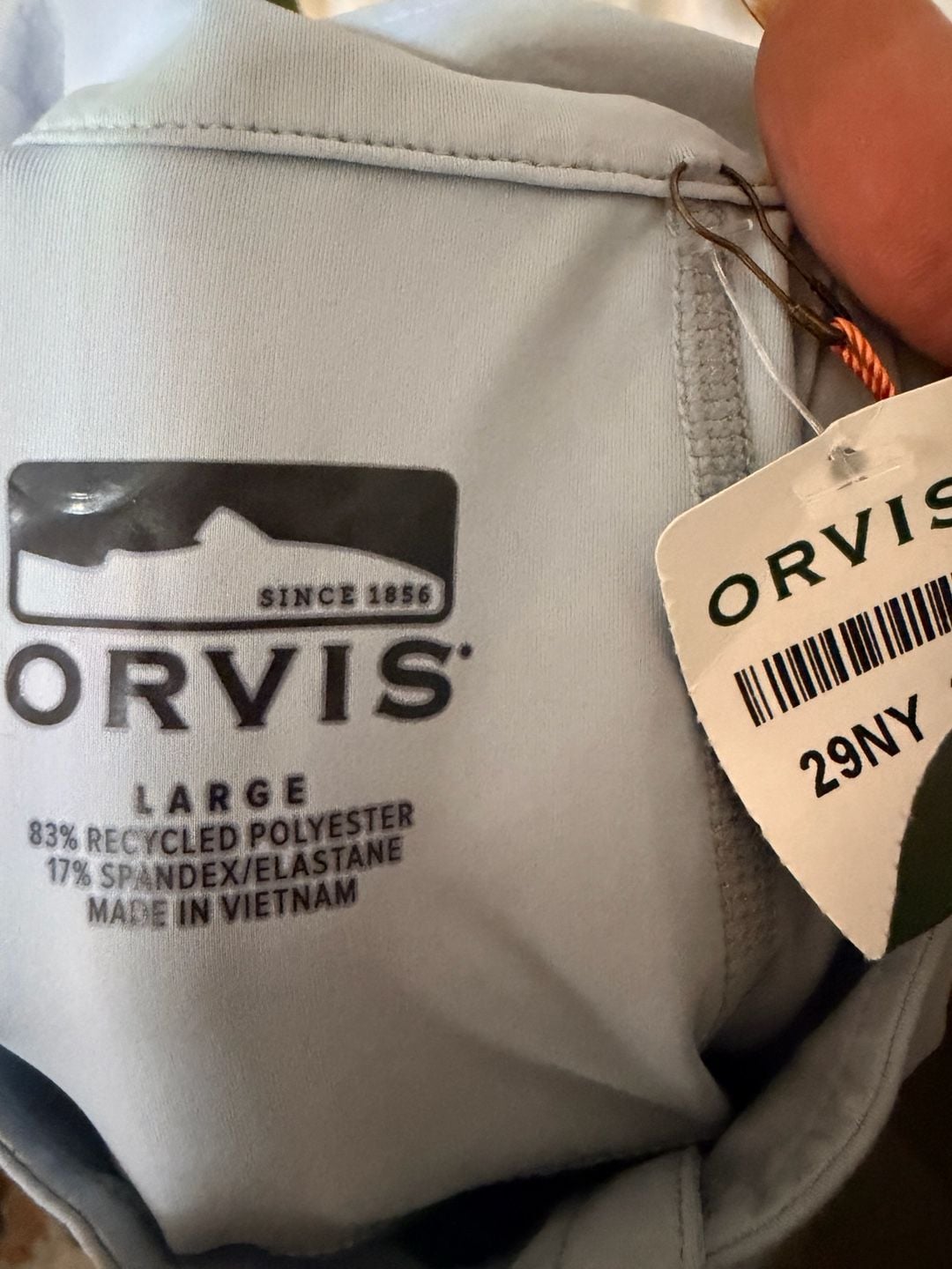 Orvis Sun Defense Quarter-Zip Pullover Size Large Light Blue 7