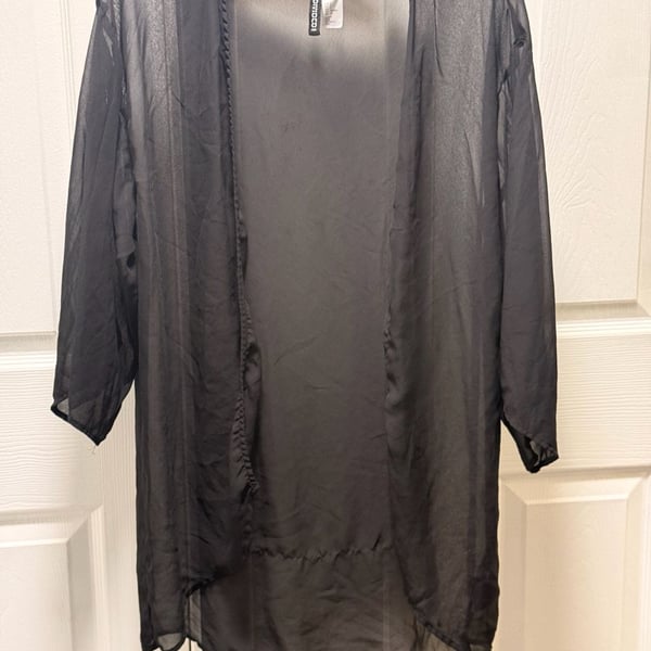 H&M Divided Sheer Black Chiffon Kimono Size S