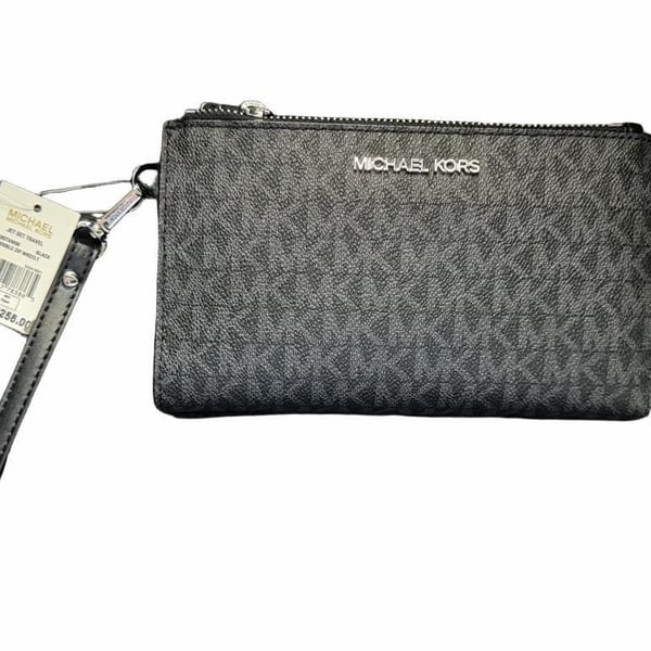 Michael Kors Jet Set Travel LG Double Zip Wristlet Black