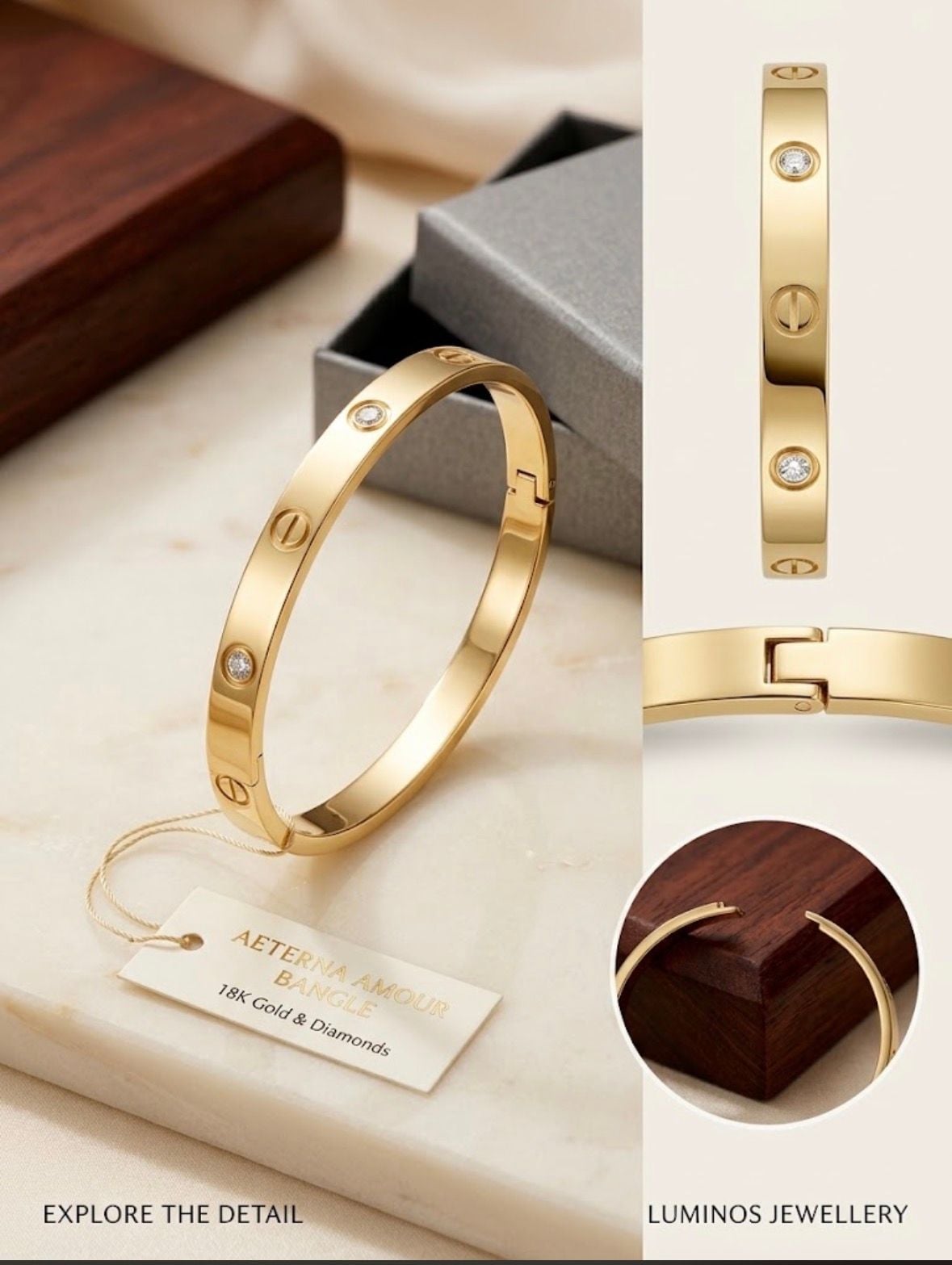 Sibora Gold-Tone Stone Accent Kada Bangle for Men and Women 1