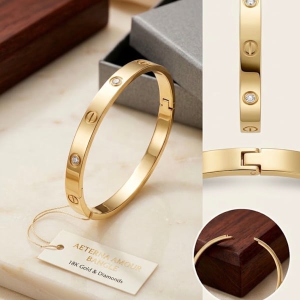 Sibora Gold-Tone Stone Accent Kada Bangle for Men and Women