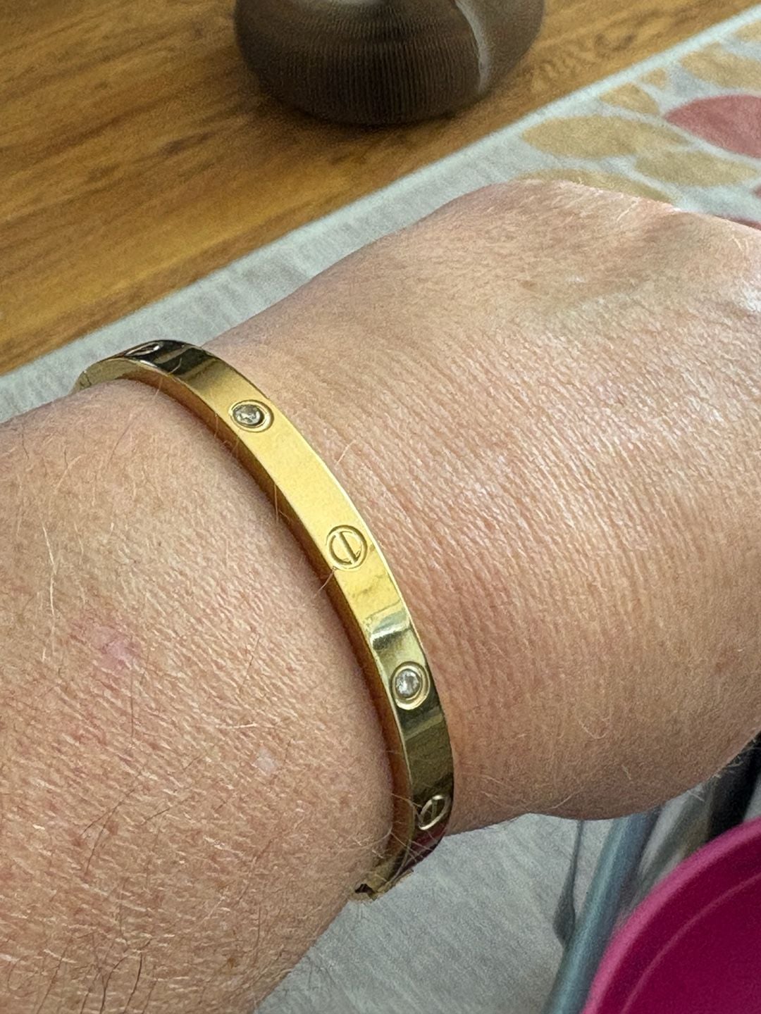 Sibora Gold-Tone Stone Accent Kada Bangle for Men and Women 2