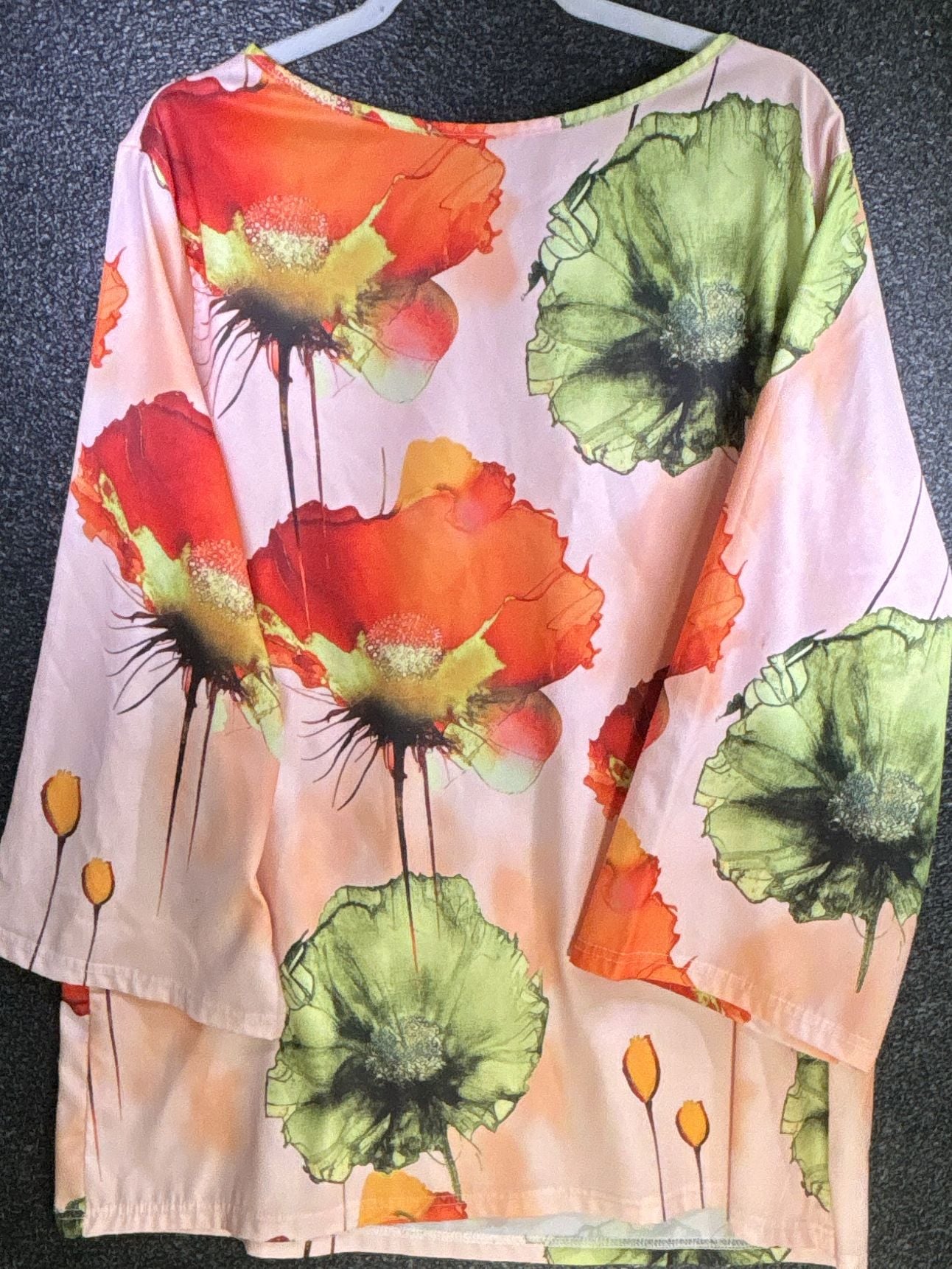 Two Piece Floral Satin Top and Pants Set Pink Orange 3