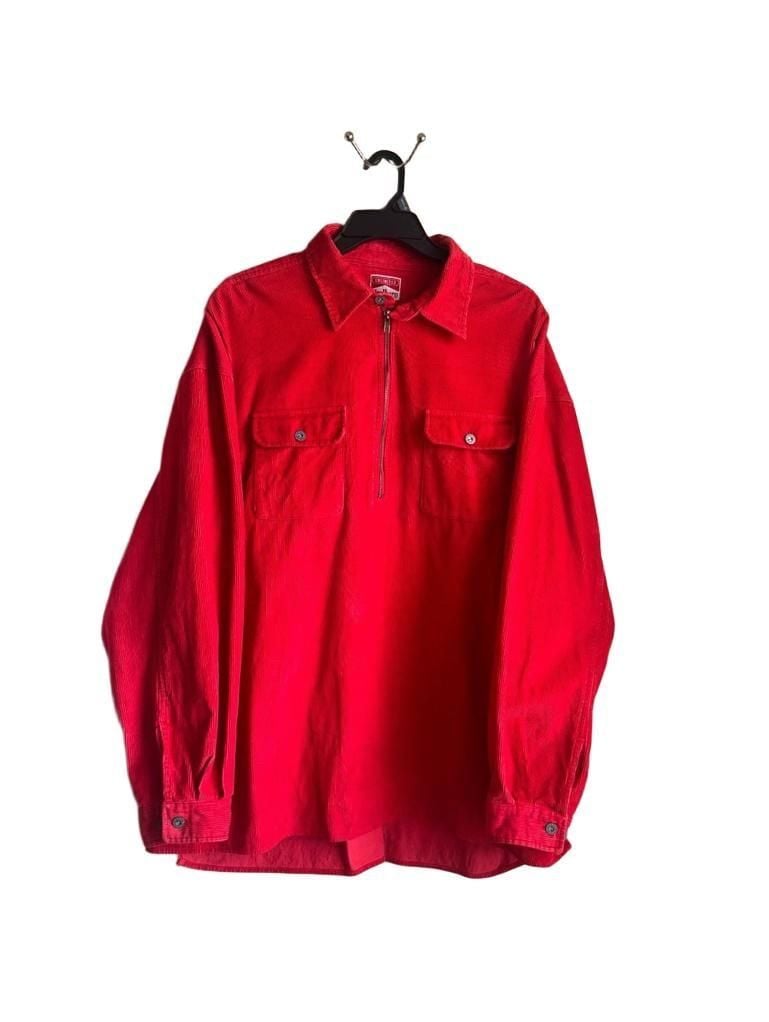 Vintage Marlboro Unlimited Red Corduroy Half Zip Pullover Shirt Jacket XXL 2