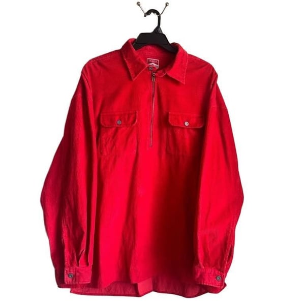 Vintage Marlboro Unlimited Red Corduroy Half Zip Pullover Shirt Jacket XXL