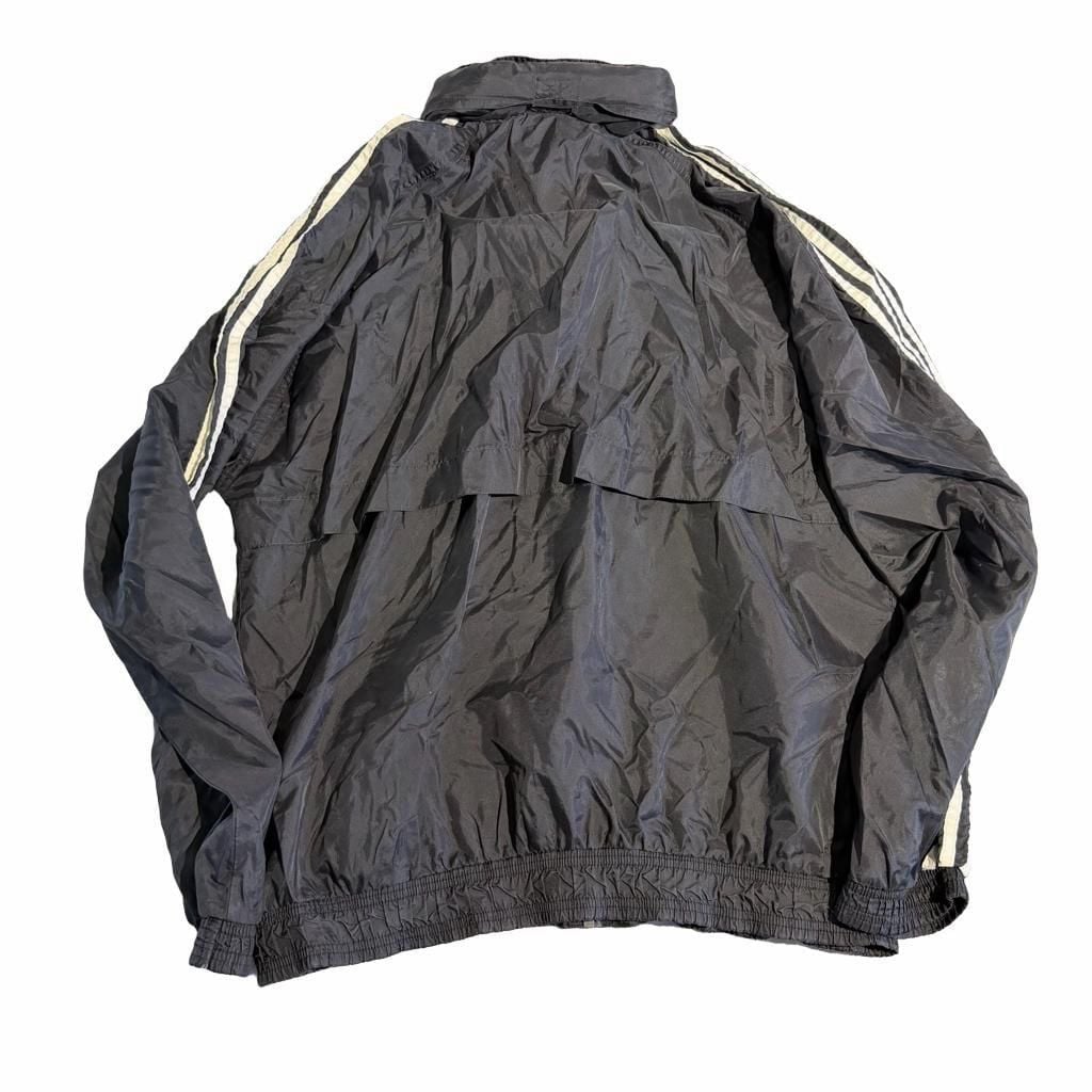 Adidas Vintage Full Zip Windbreaker Jacket Size L Black 3-Stripe 3