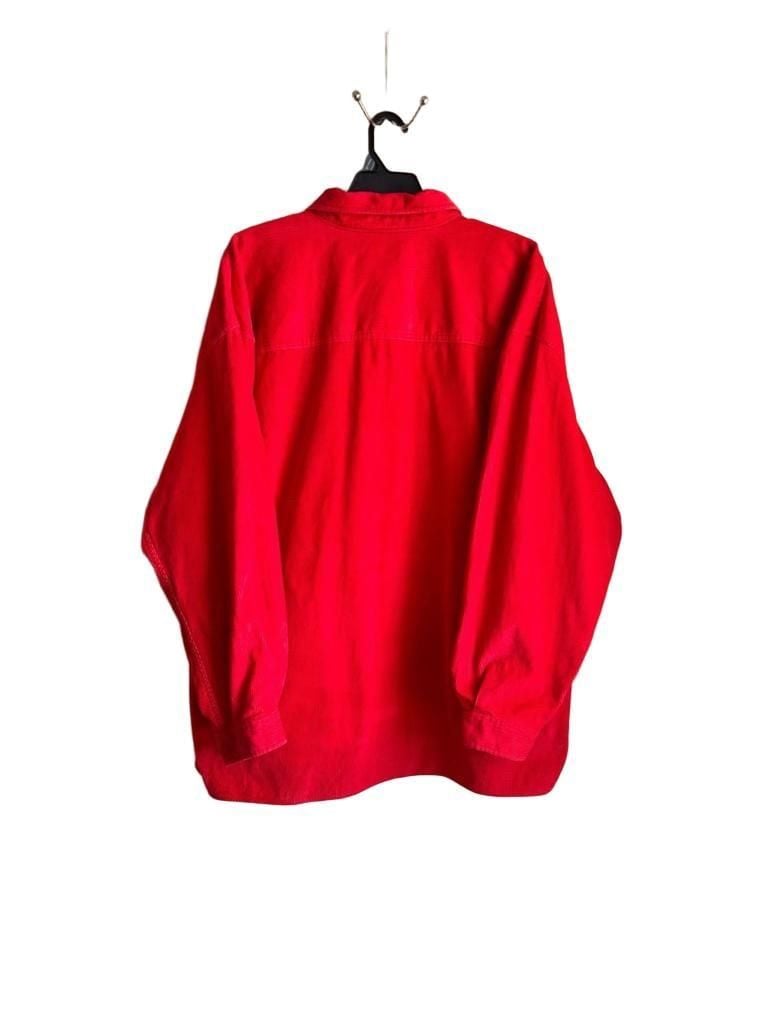 Vintage Marlboro Unlimited Red Corduroy Half Zip Pullover Shirt Jacket XXL 3