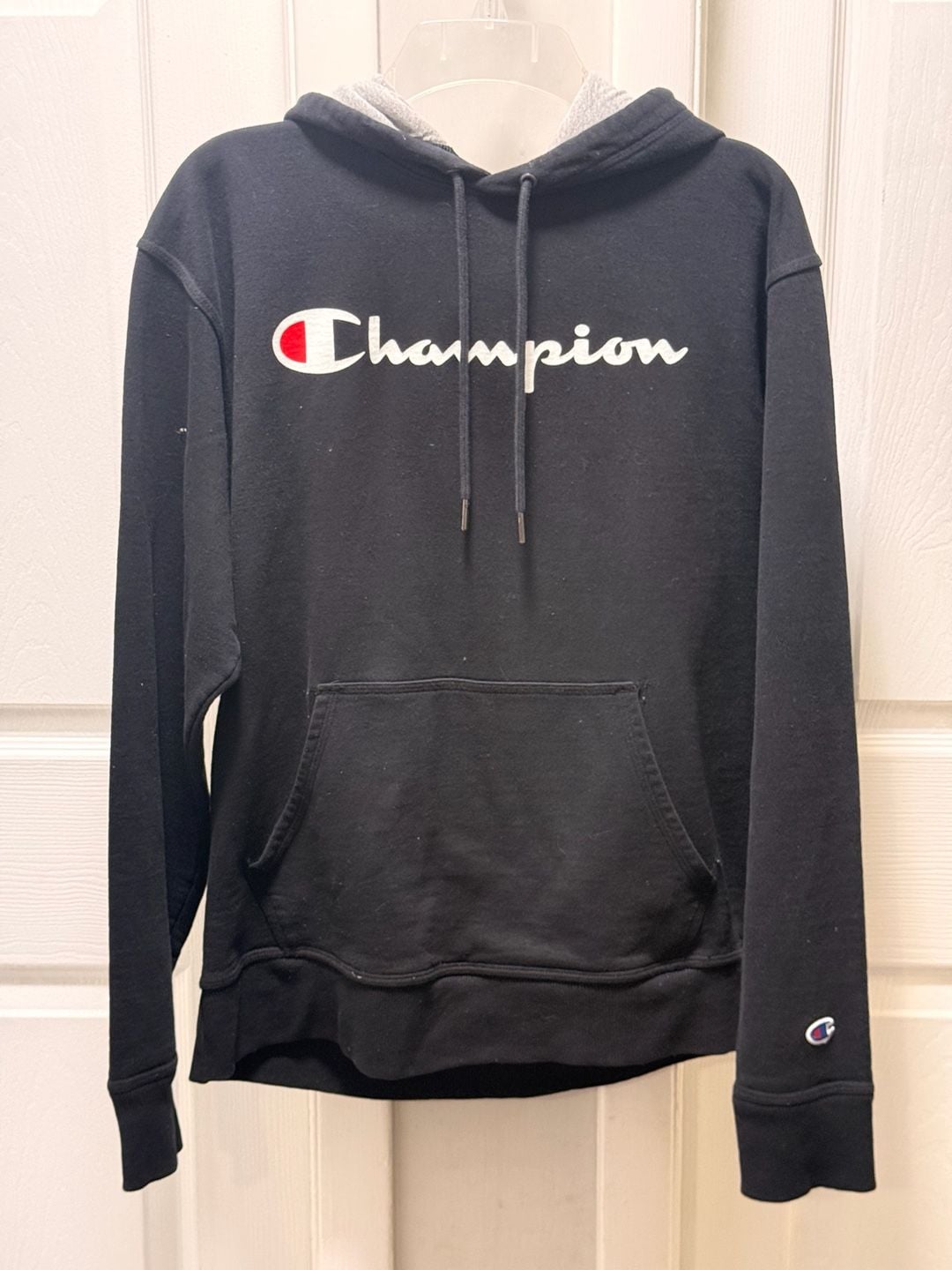 Champion Script Logo Hoodie Size M Black 2