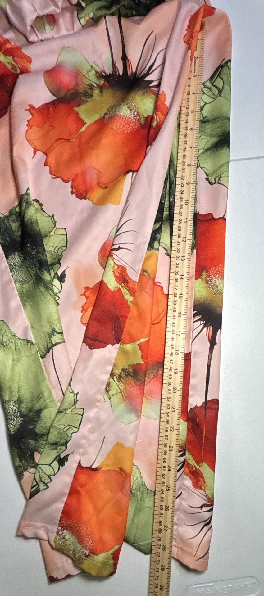 Two Piece Floral Satin Top and Pants Set Pink Orange 9