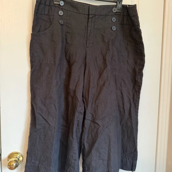 London Jean The Marisa Fit Chino Size 16 Black Linen Pants