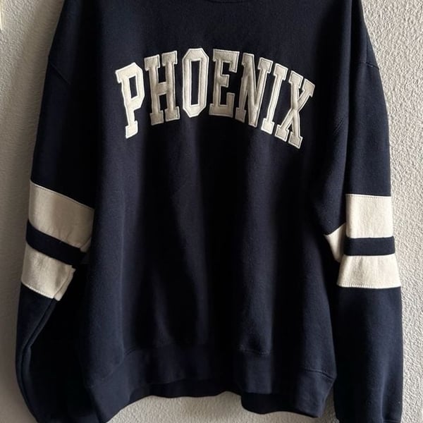 New York Popular Phoenix Sweatshirt Size XL Navy Blue Varsity Crewneck