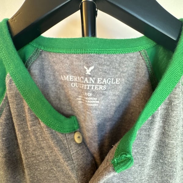 American Eagle Outfitters Henley Shirt Size S Gray Green