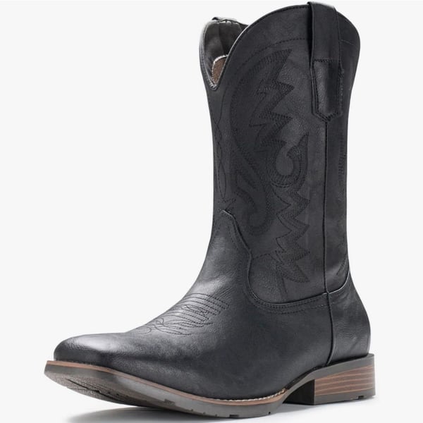 Iuv Men's Square Toe Cowboy Boots Black Western