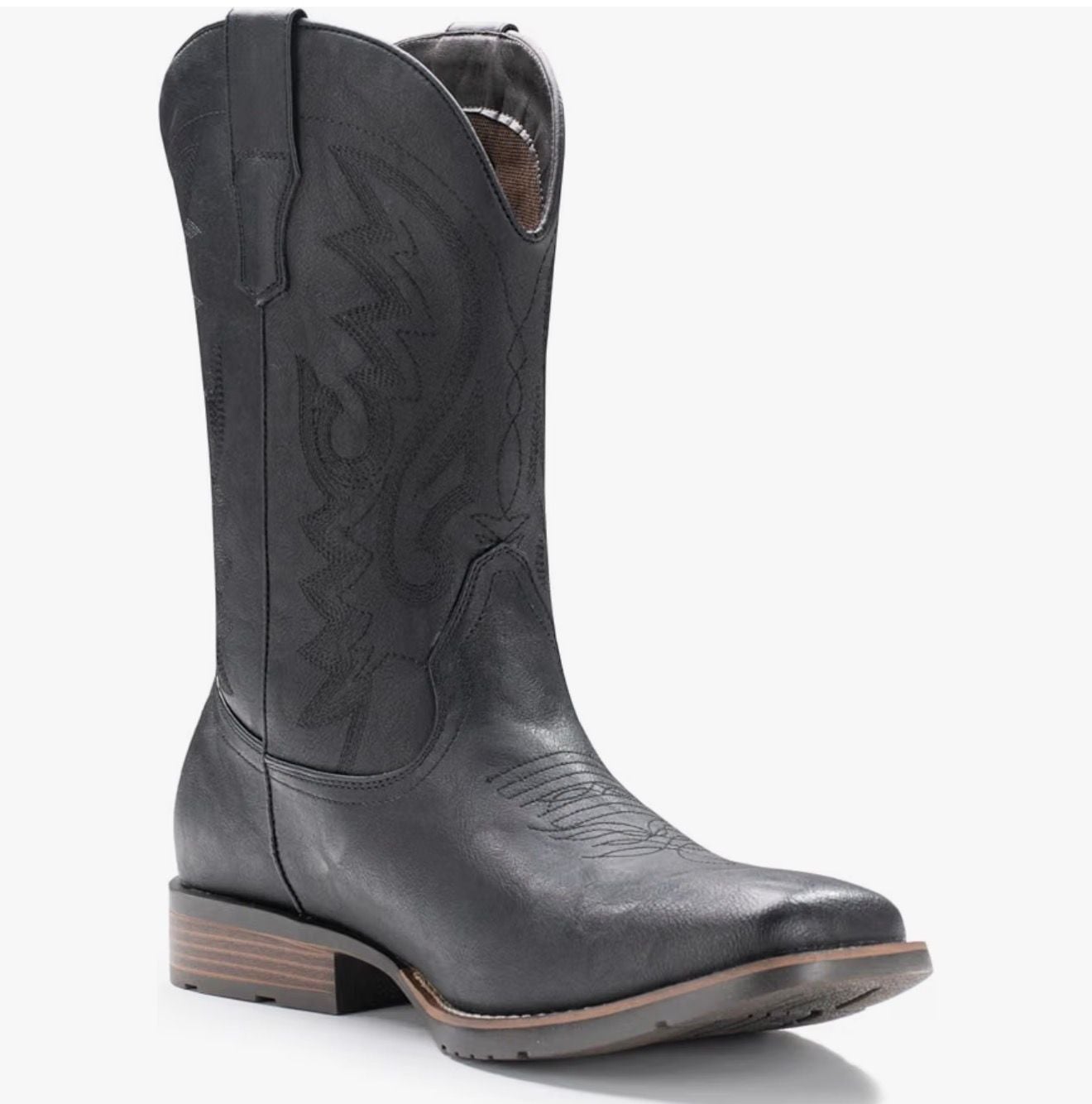 Iuv Men's Square Toe Cowboy Boots Black Western 4
