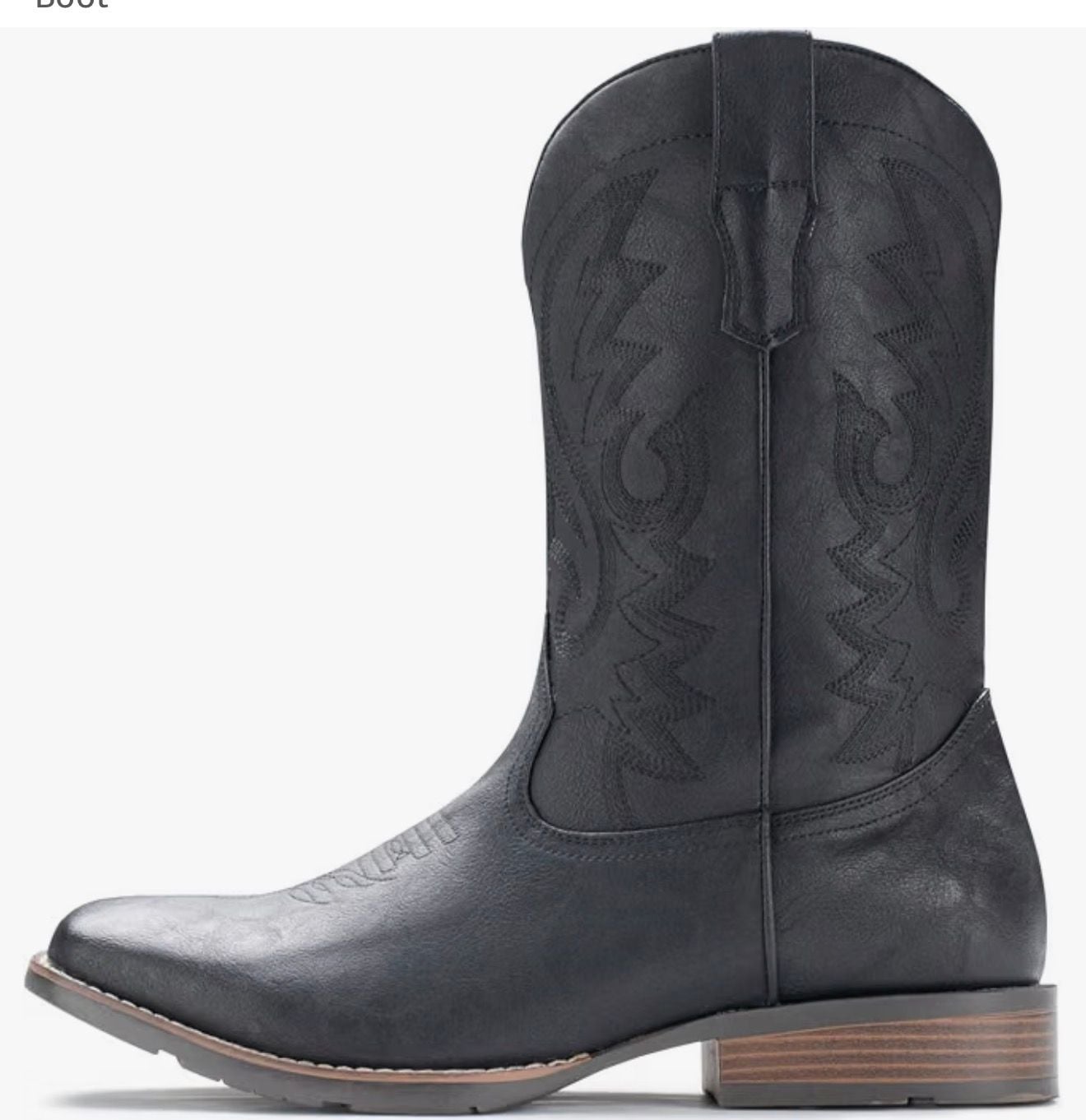 Iuv Men's Square Toe Cowboy Boots Black Western 5