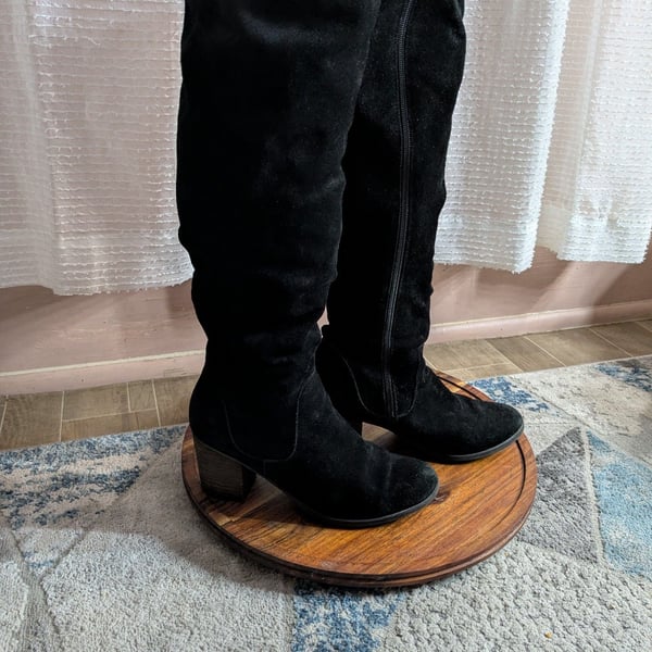 Levity Ursula Boots Size 9 M Black Suede Slouchy Knee High Heels