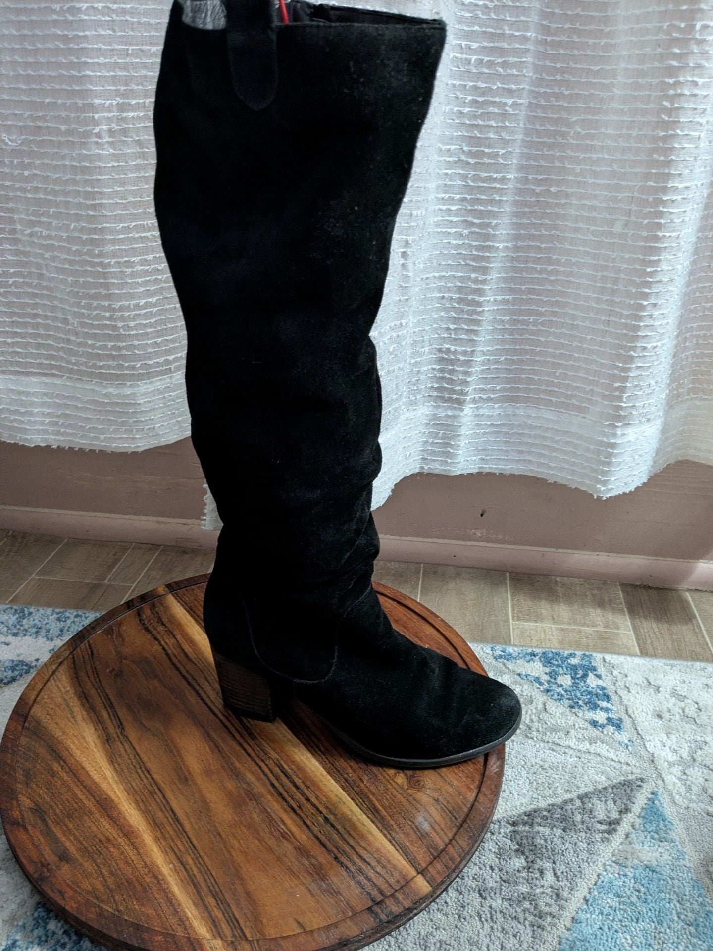 Levity Ursula Boots Size 9 M Black Suede Slouchy Knee High Heels 10