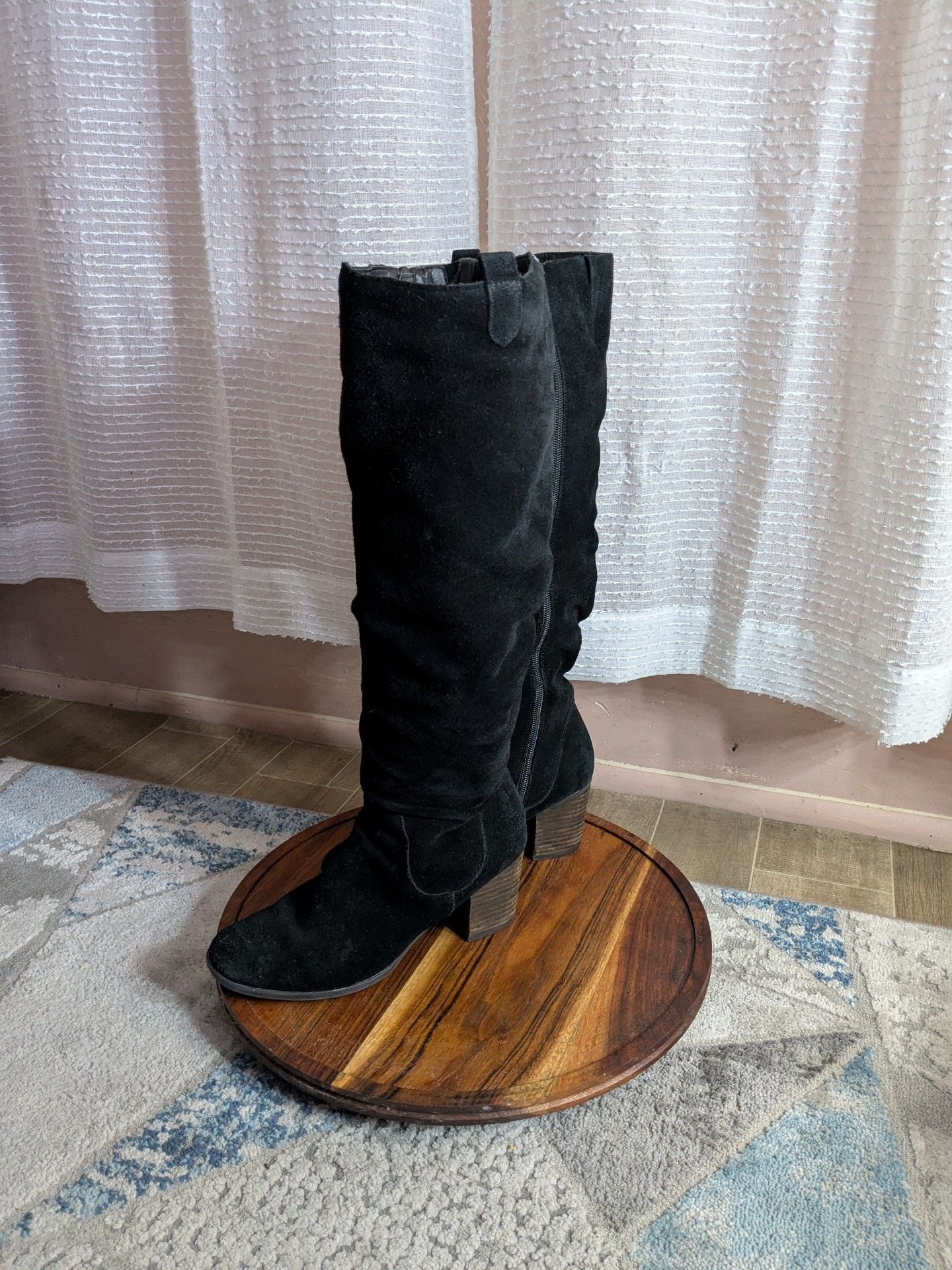 Levity Ursula Boots Size 9 M Black Suede Slouchy Knee High Heels 11