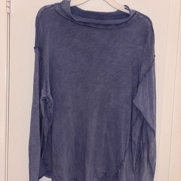 We The Free long sleeve Regan Tee washed  Size Medium Blue Cotton
