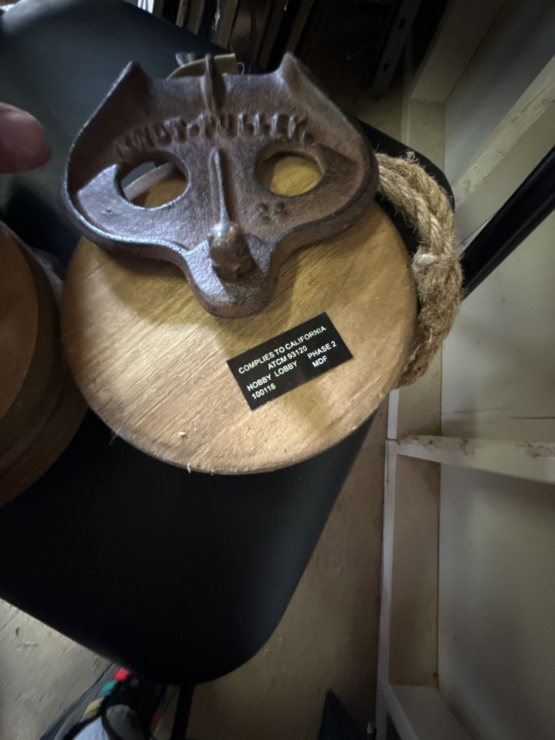 NWT Hobby Lobby Knot Pulley Wood And Cast Iron Decor 4