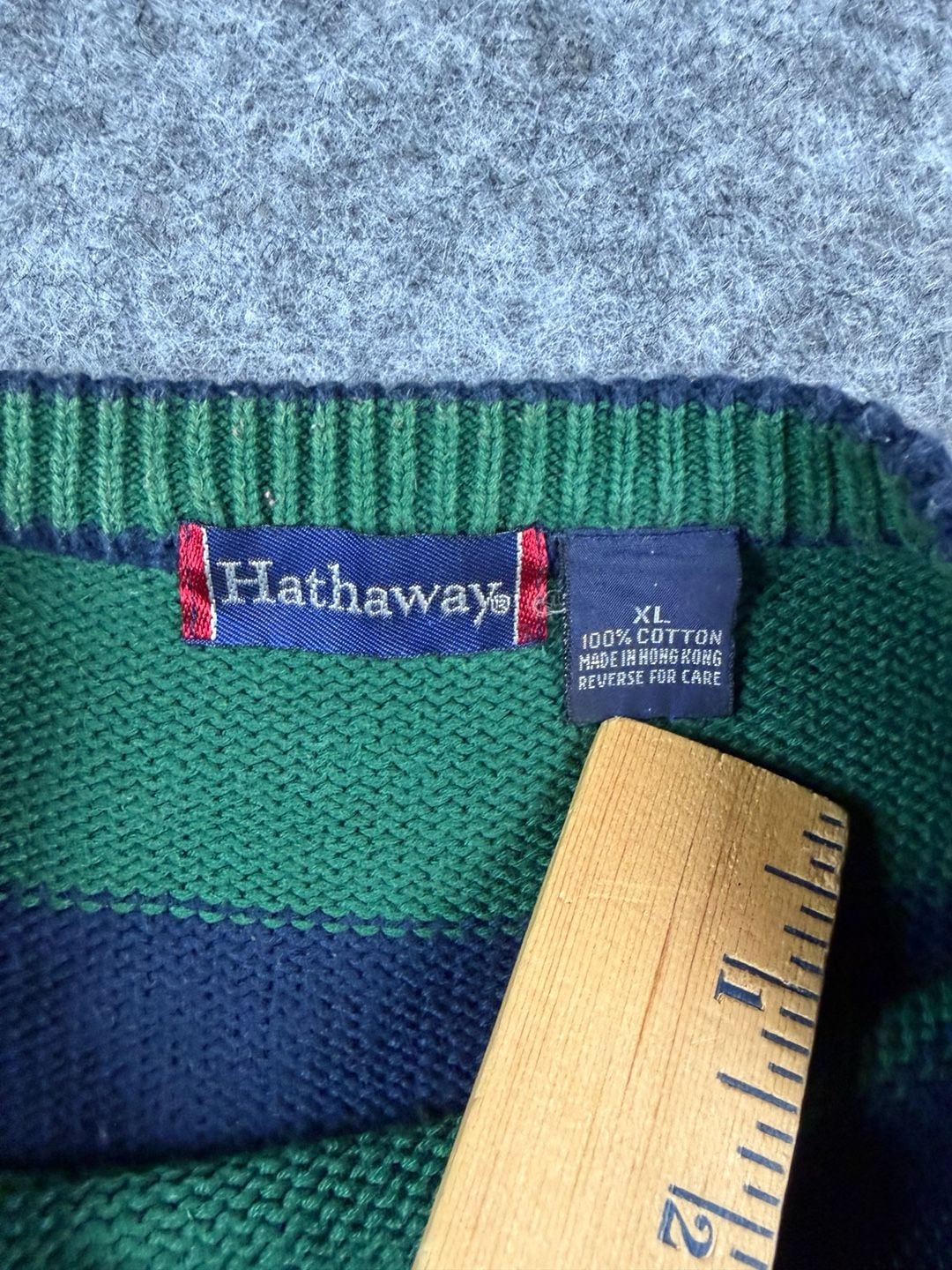 Hathaway Golf Striped Sweater Size XL Green Navy Red 4
