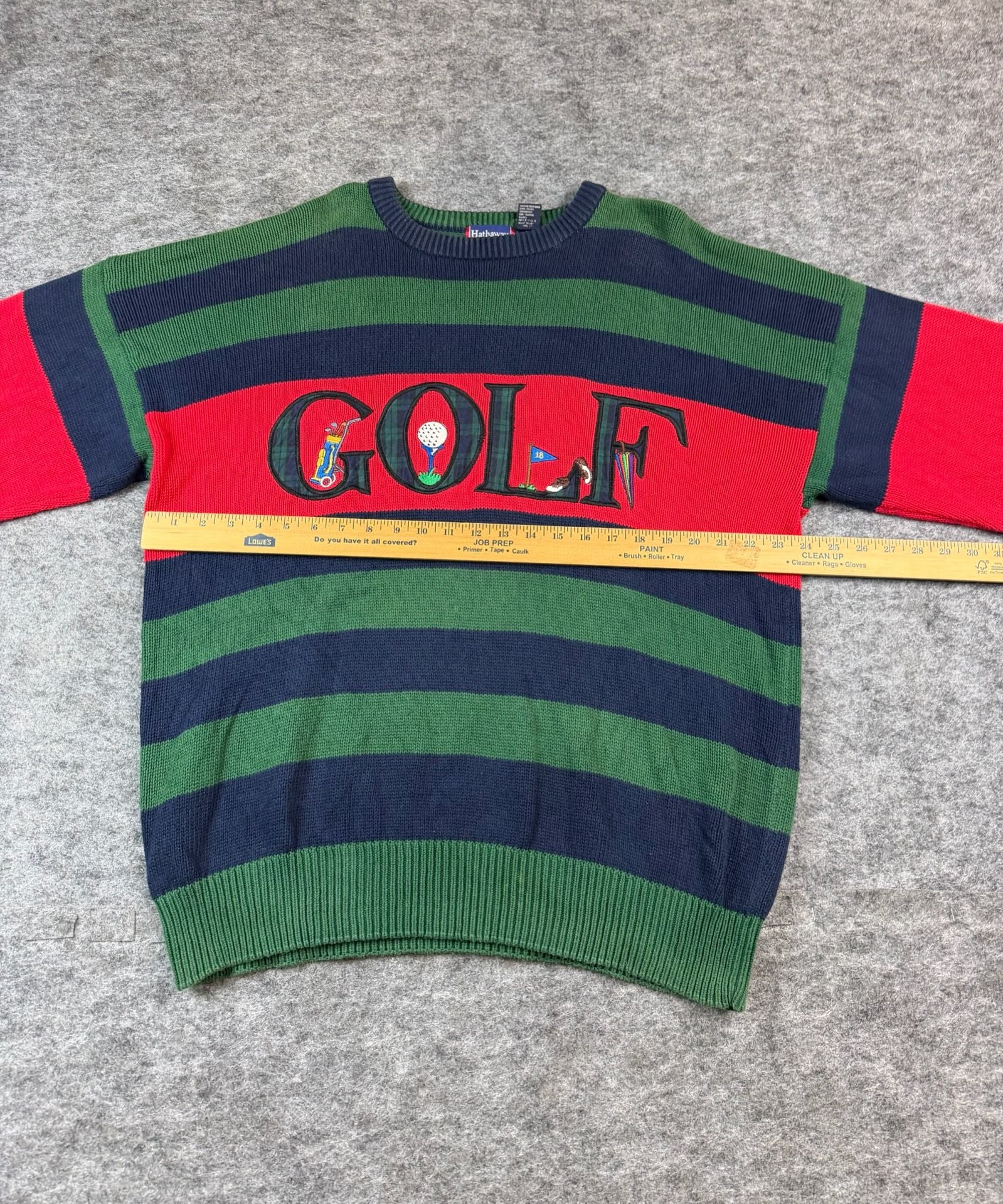 Hathaway Golf Striped Sweater Size XL Green Navy Red 8