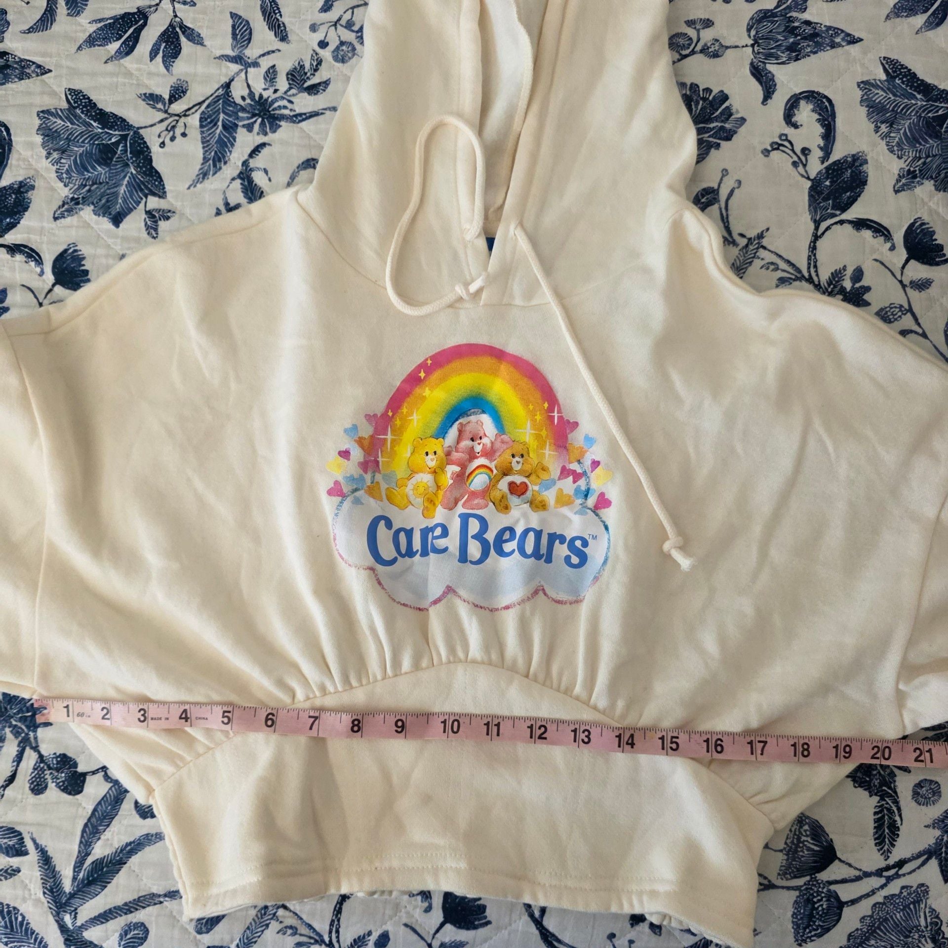 Care Bears Cropped Hoodie Cream Medium Y2K Kidcore  7