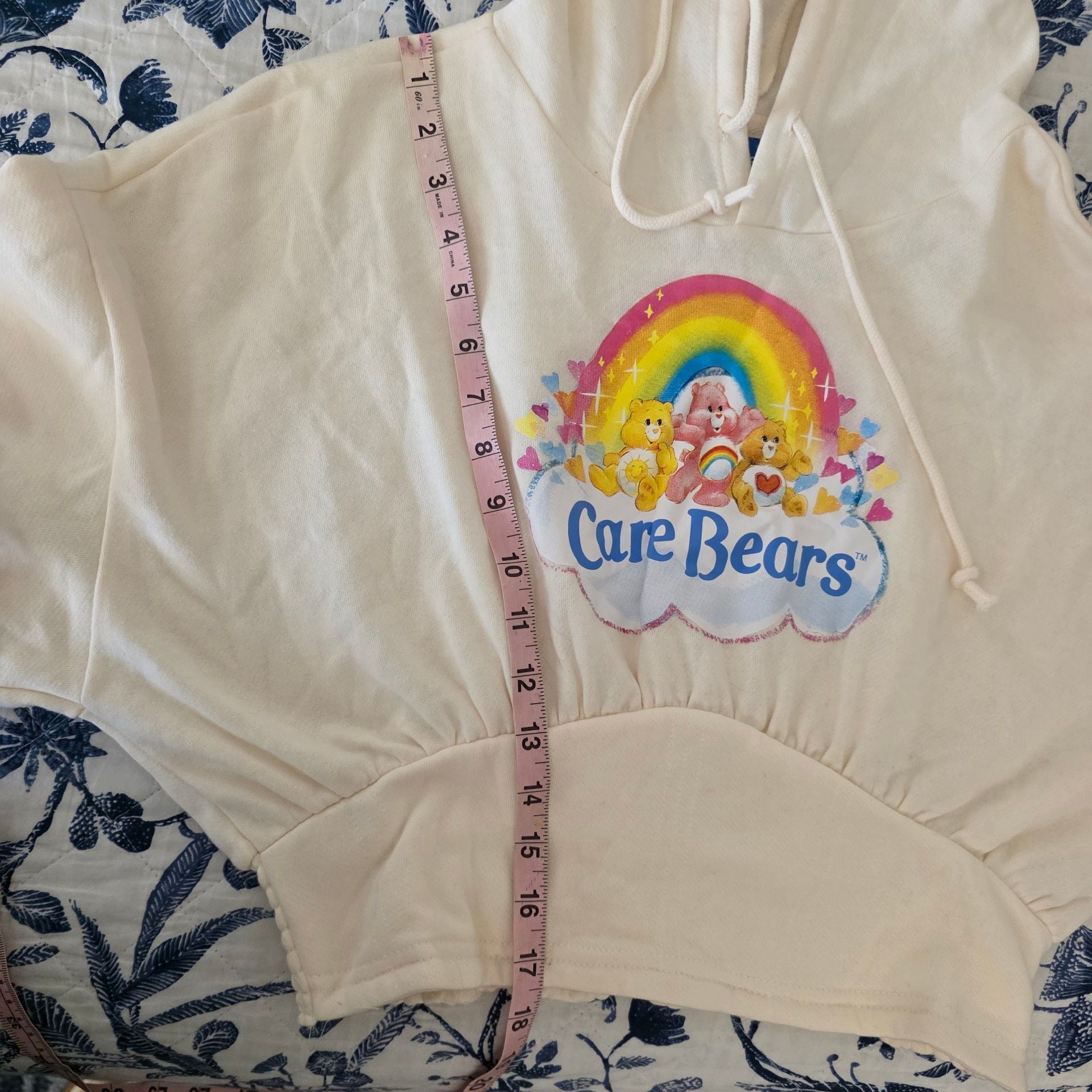 Care Bears Cropped Hoodie Cream Medium Y2K Kidcore  8