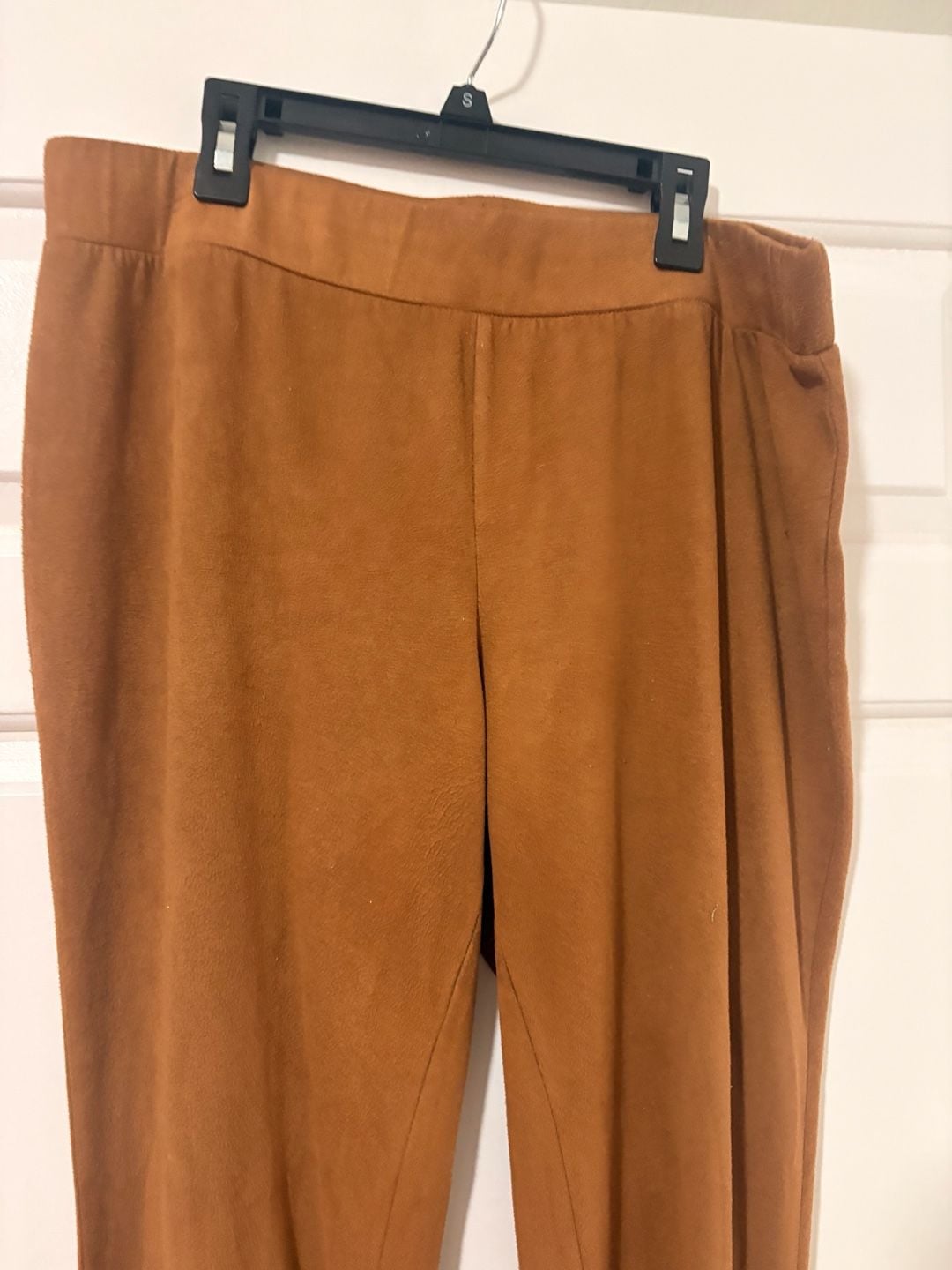 W.A.Y Suede Fringe Bell Bottom Pants Size XL Brown Western Boho Flare Trousers 5