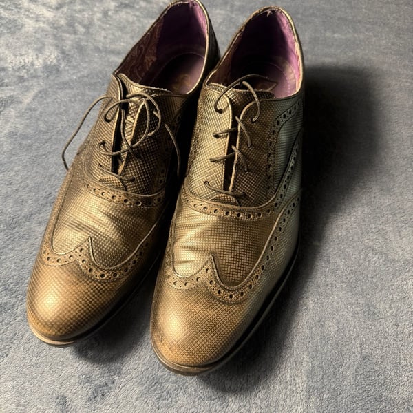 Robert Graham Wingtip Brogue Oxfords Gold Leather