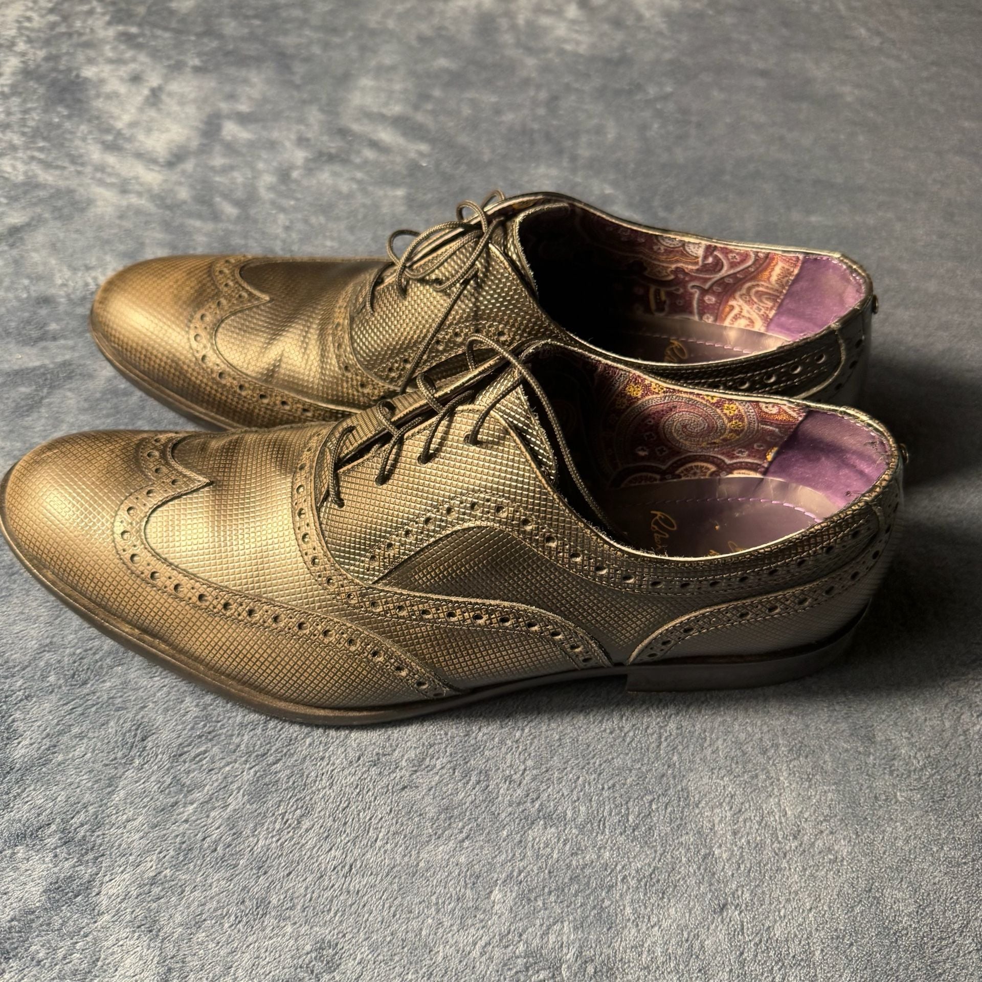 Robert Graham Wingtip Brogue Oxfords Gold Leather 4
