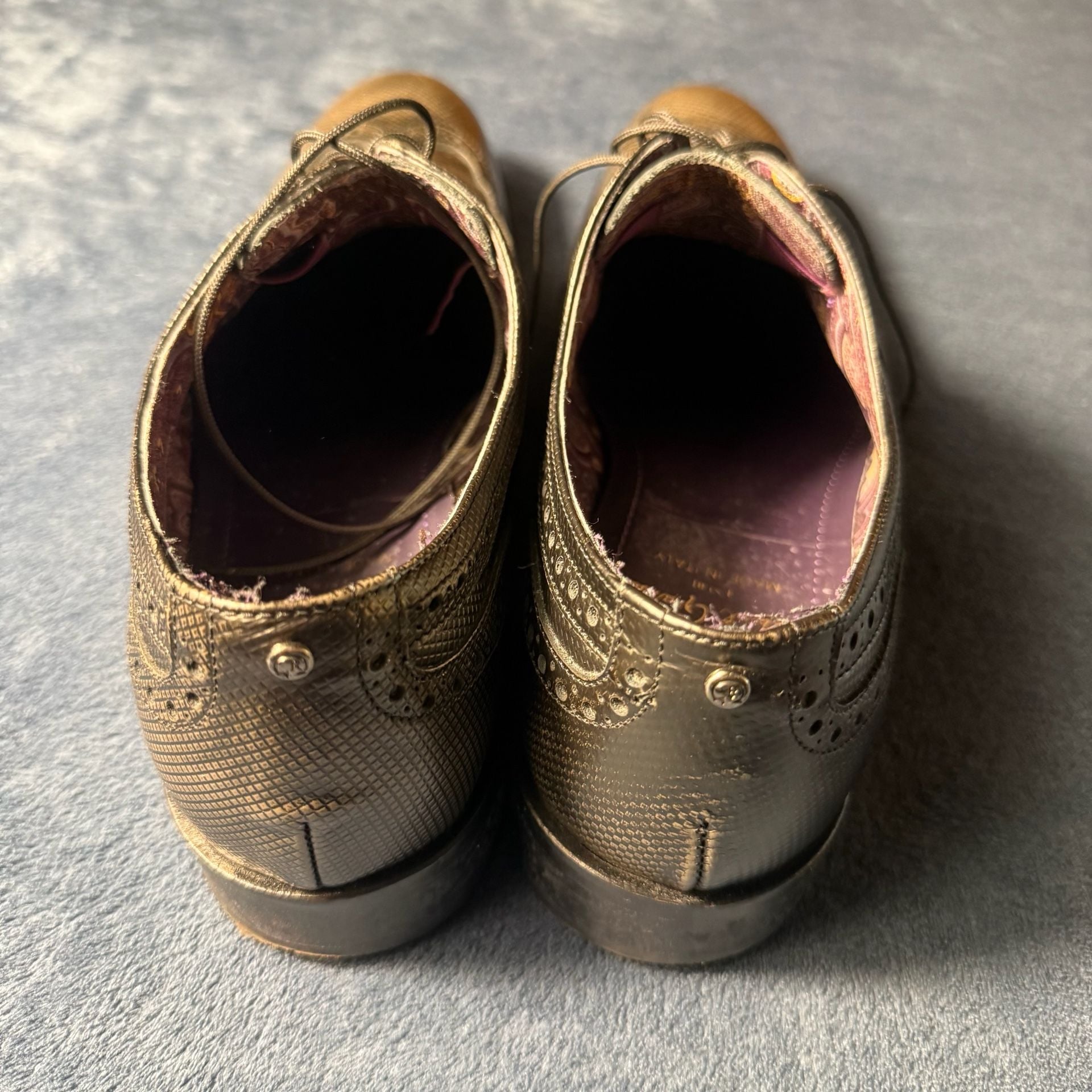 Robert Graham Wingtip Brogue Oxfords Gold Leather 5