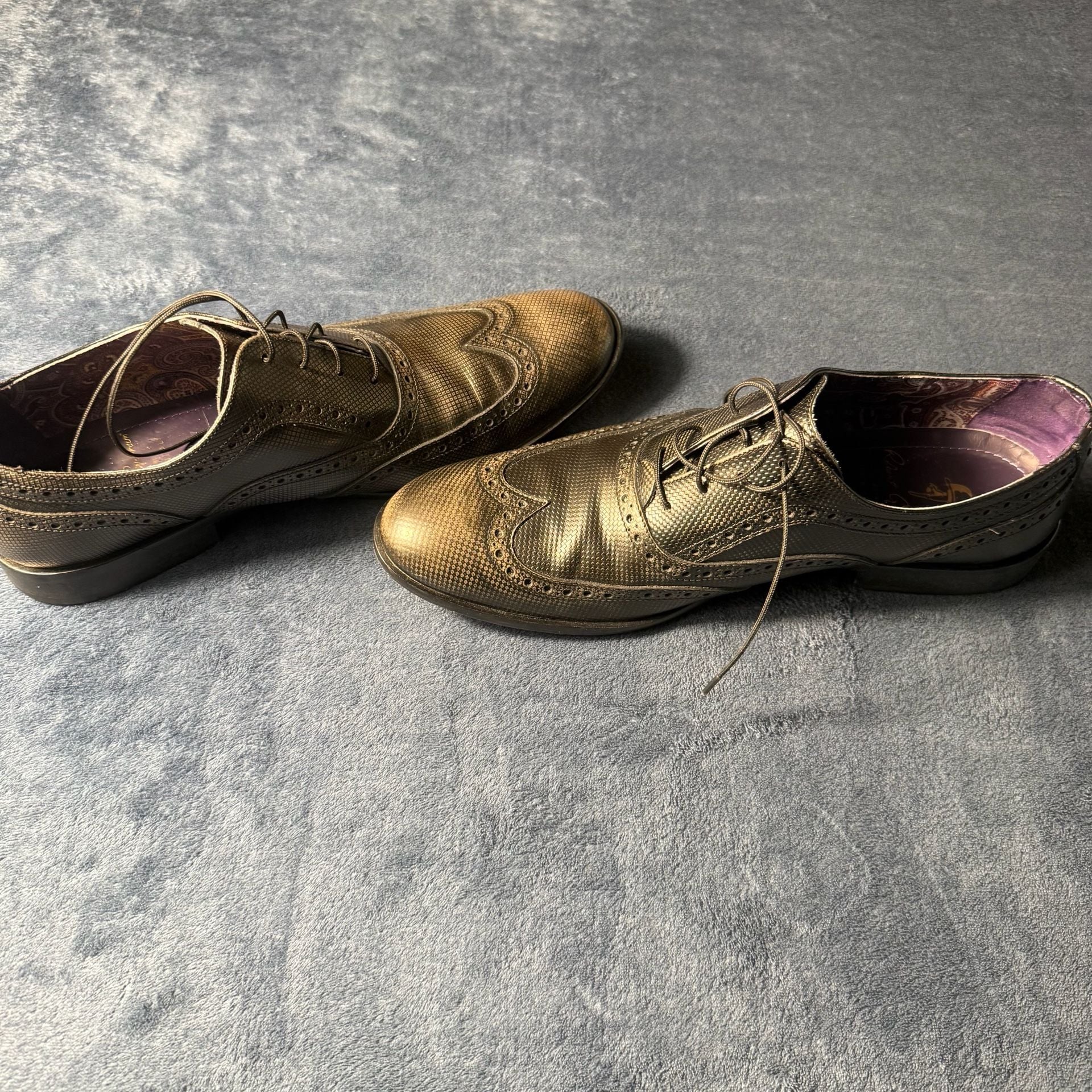Robert Graham Wingtip Brogue Oxfords Gold Leather 7