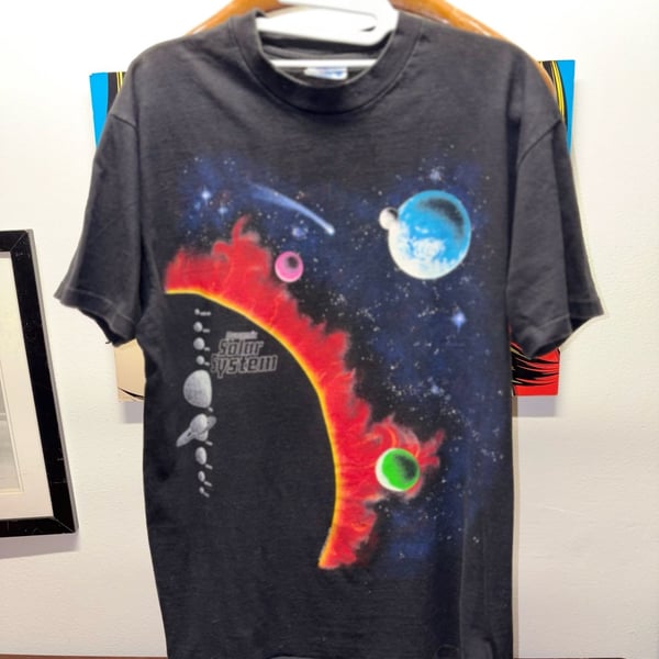 Vintage Dynamic Solar System T-Shirt Black Space Graphic Tee