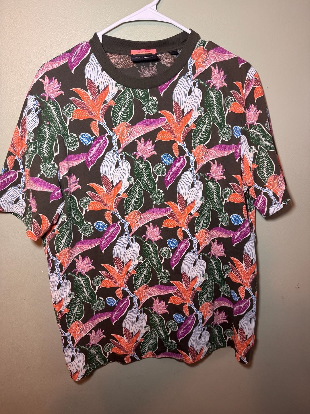 Scotch & Soda Men’s Large Crewneck Graphic Print Floral T-Shirt Organic Cotton 3