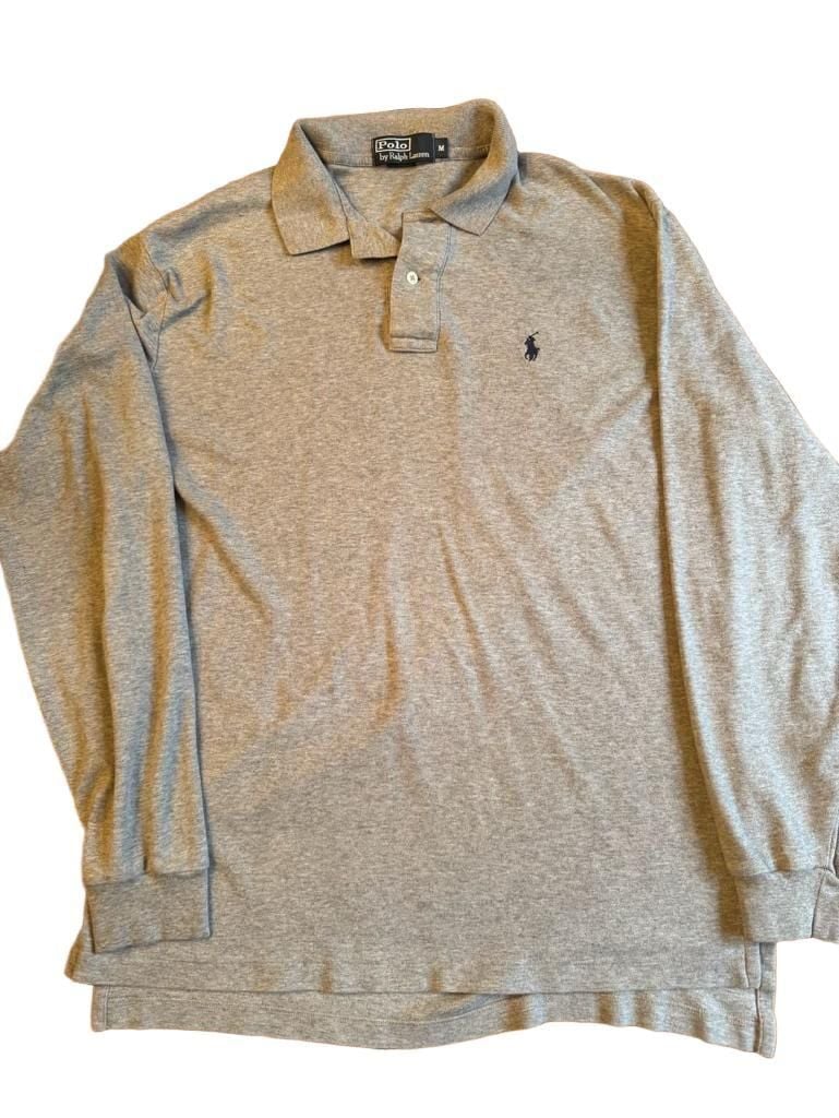 Polo By Ralph Lauren Long Sleeve Polo Shirt Size M Gray Cotton 2