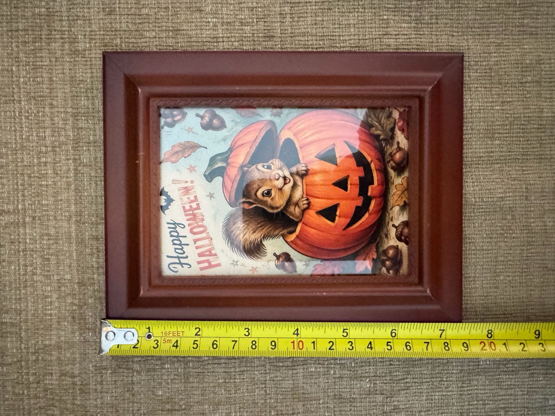 Happy Halloween Squirrel In Pumpkin Framed Art 3