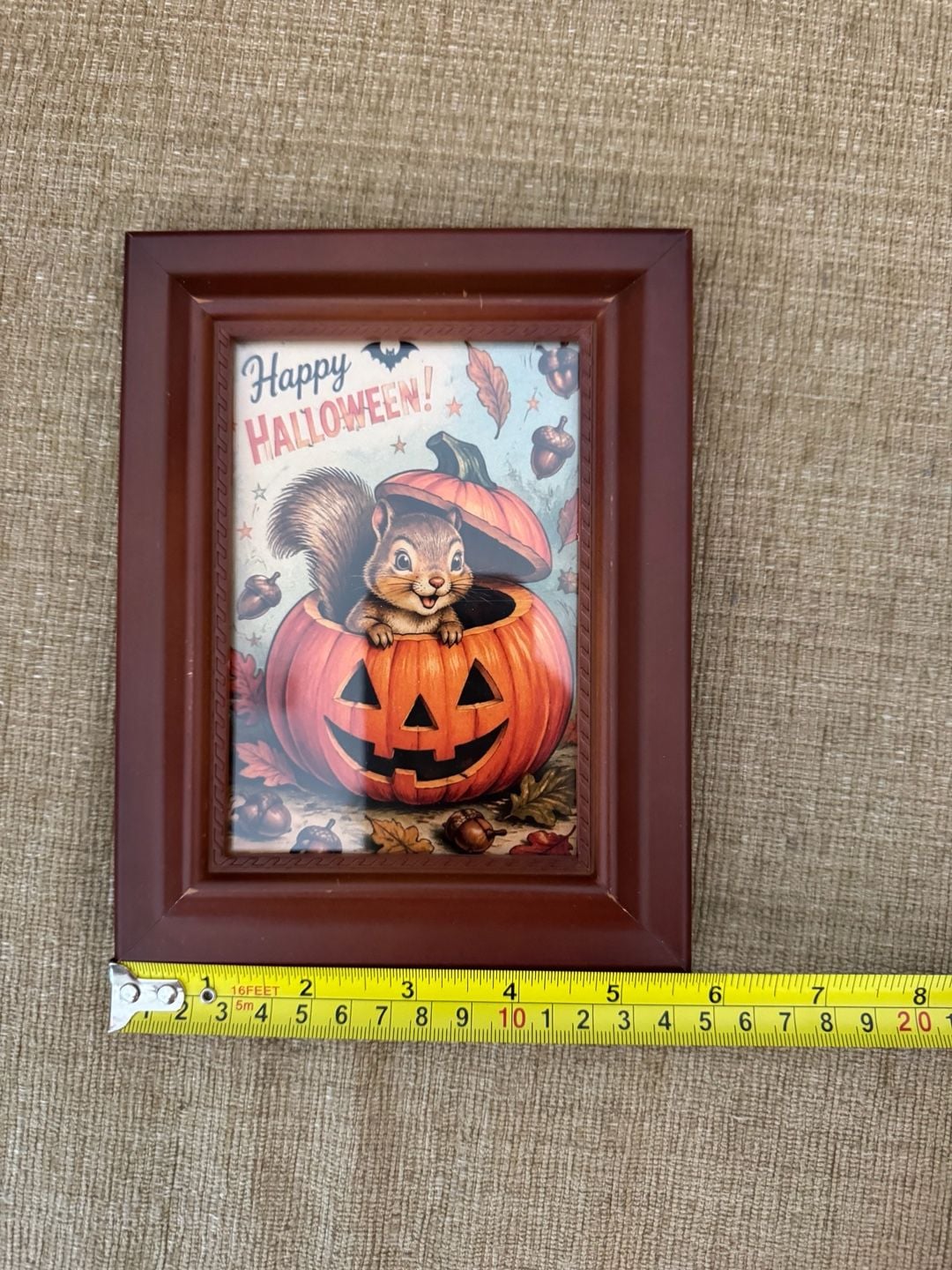 Happy Halloween Squirrel In Pumpkin Framed Art 4