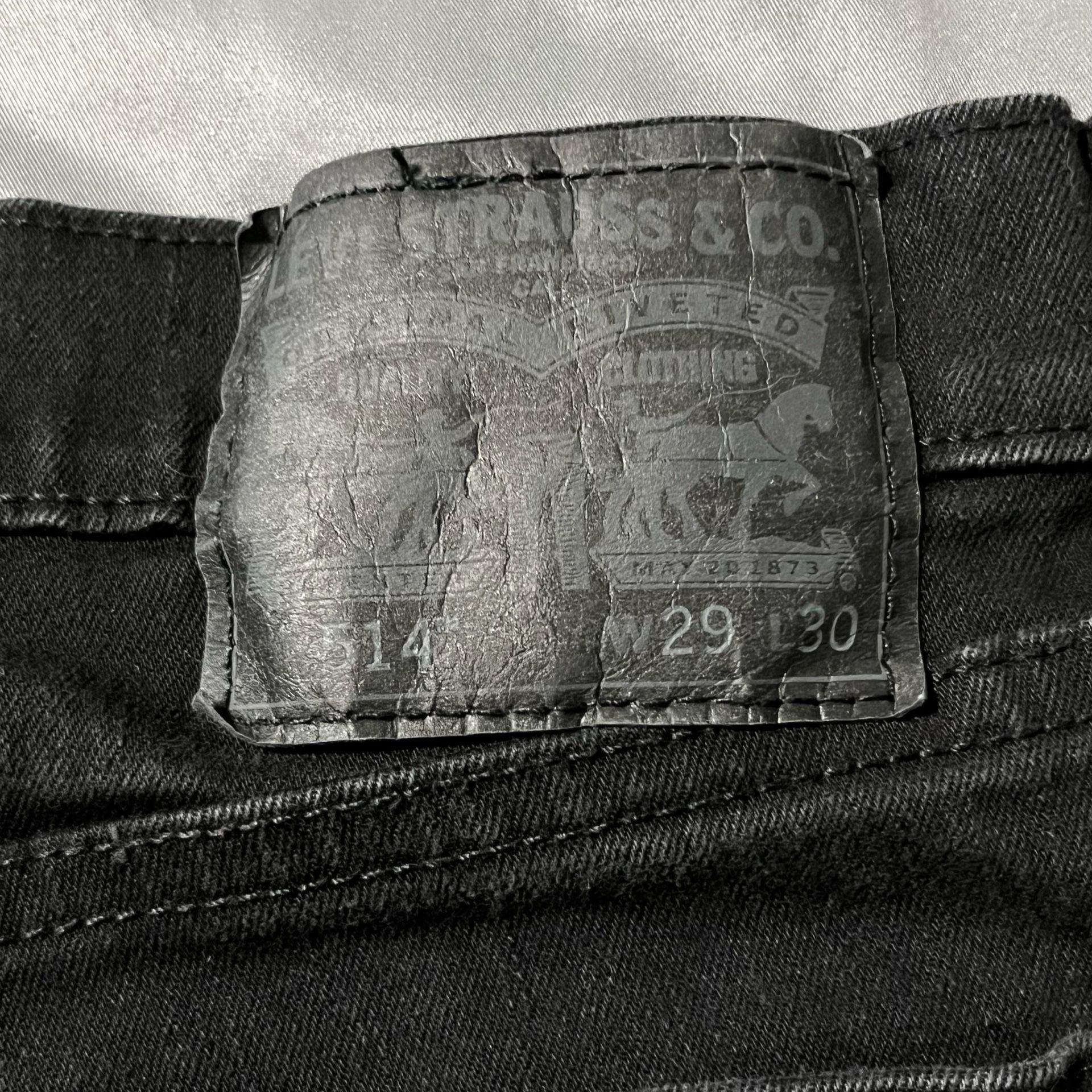 Levi's 514 Slim Straight Jeans Size 29x30 Black Denim 4