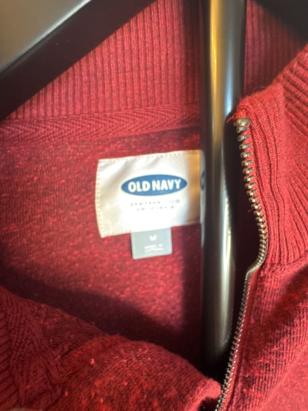 Old Navy Full Zip Sweater Size M Red Marbled 2