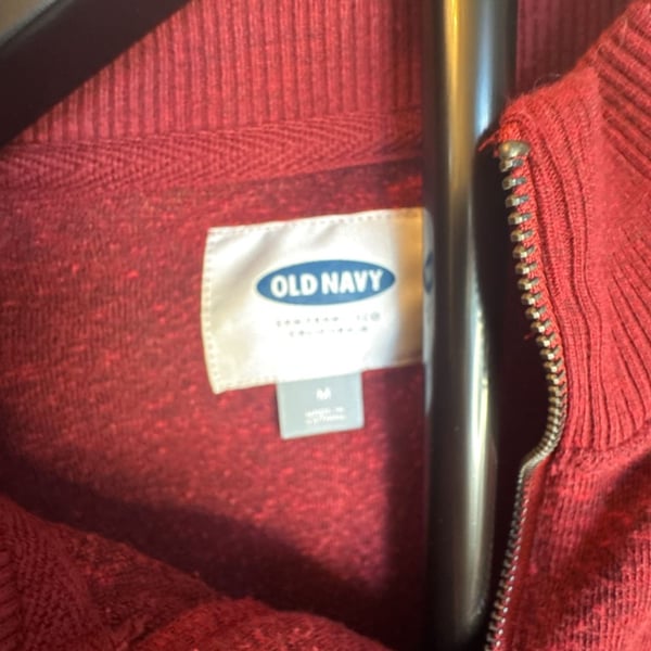 Old Navy Full Zip Sweater Size M Red Marbled