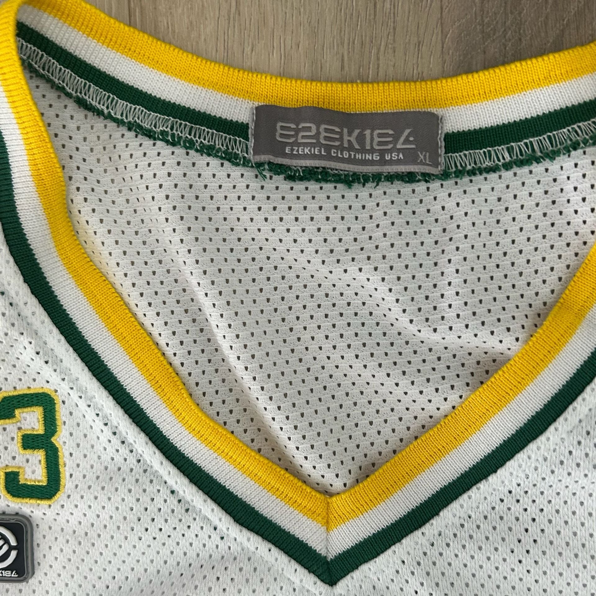 Ezekiel Basketball Jersey Size XL White Green Yellow Mesh 03 4