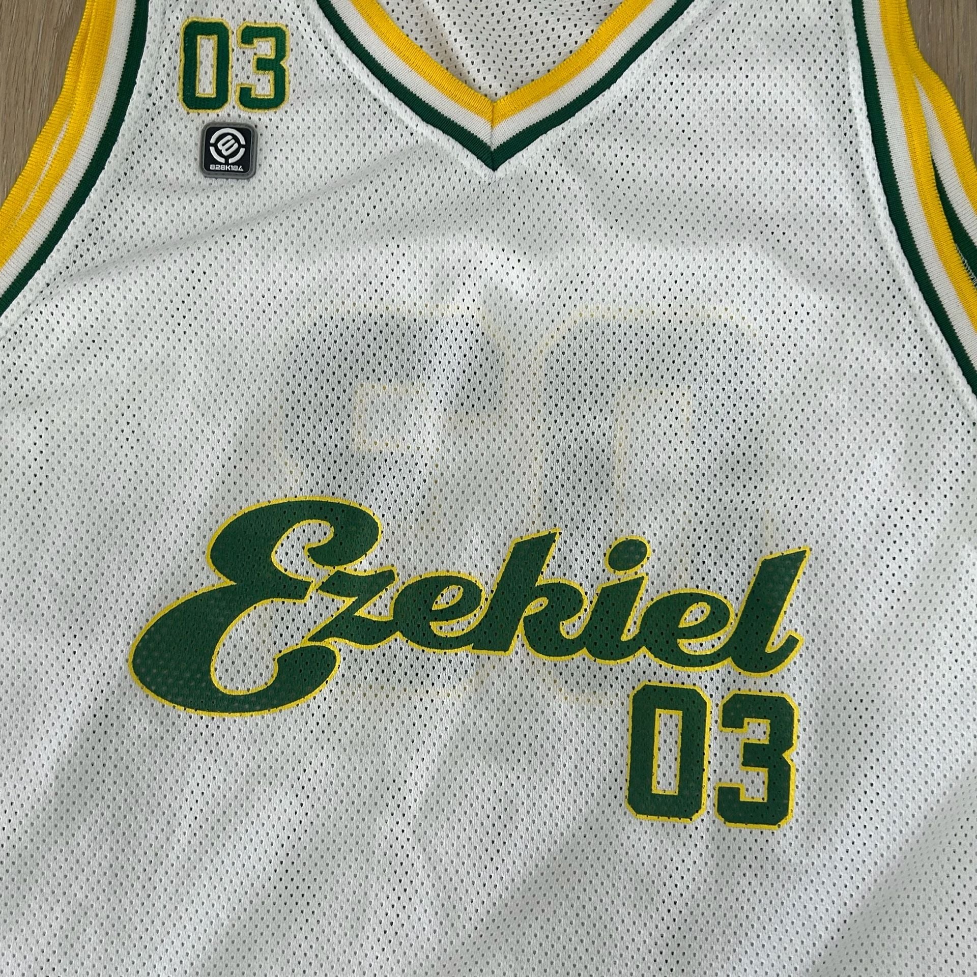 Ezekiel Basketball Jersey Size XL White Green Yellow Mesh 03 5
