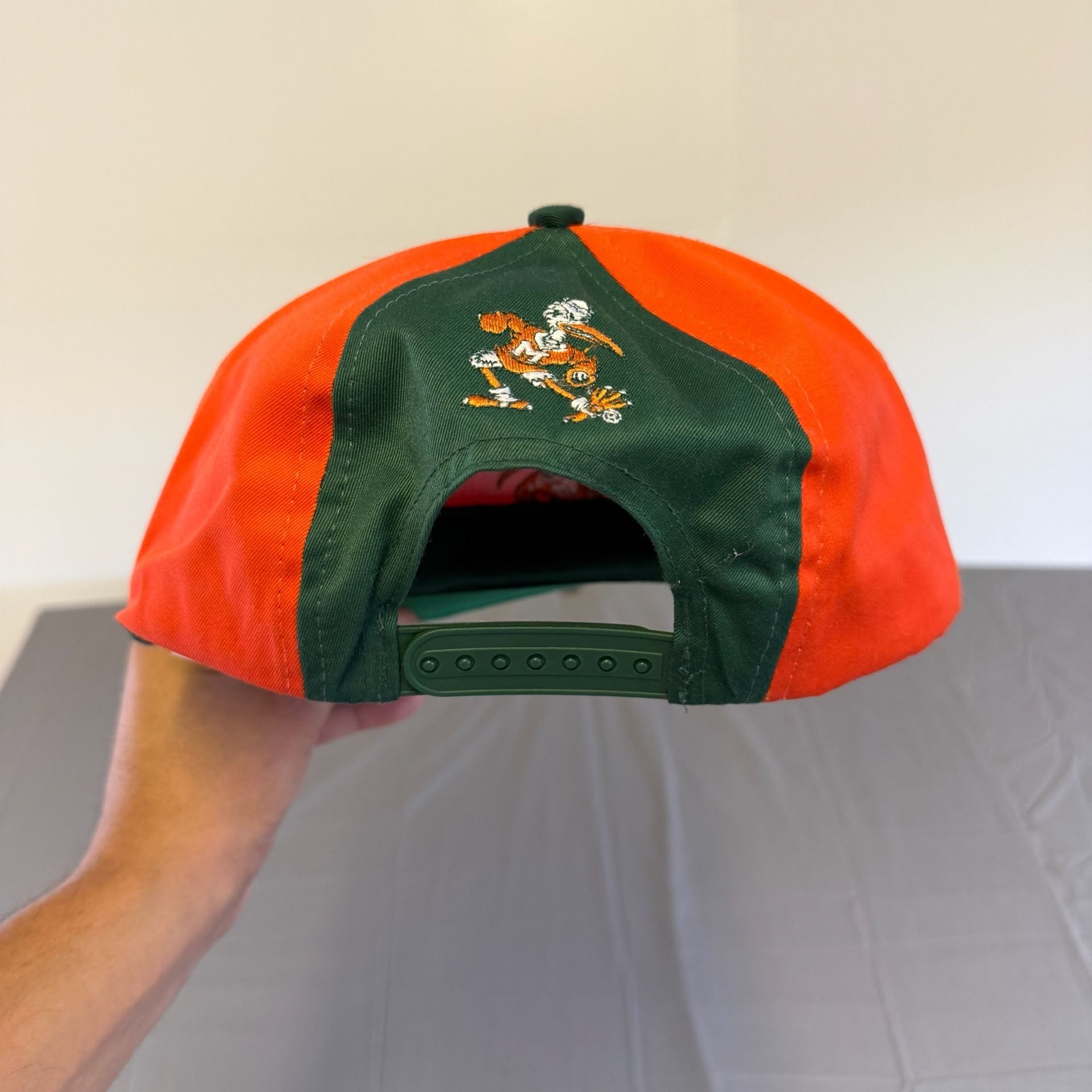 US College Miami Hurricanes Snapback Hat Vintage Orange Green 4