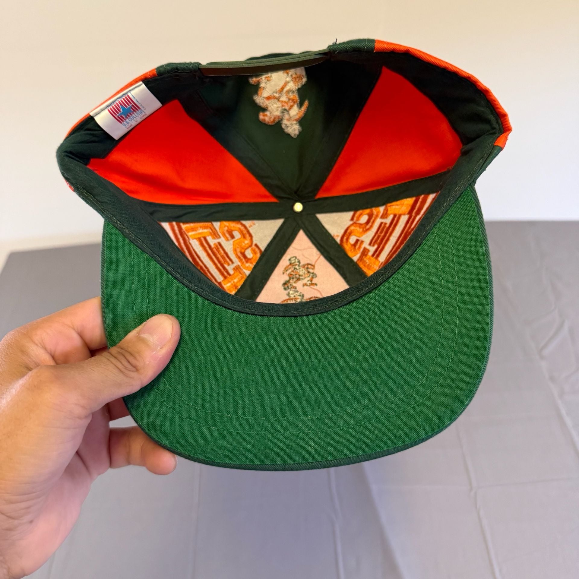 US College Miami Hurricanes Snapback Hat Vintage Orange Green 5